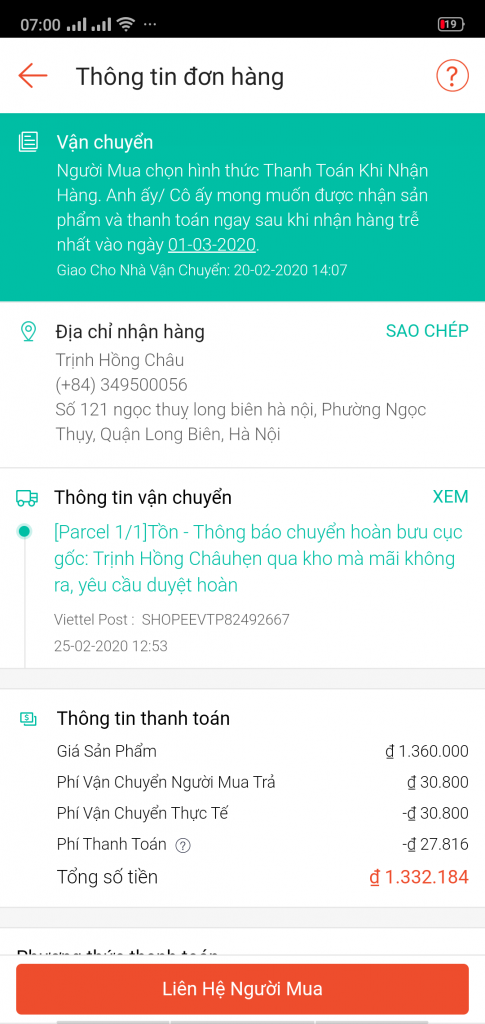 Trịnh Hồng Châu - 0349500056 bom hàng