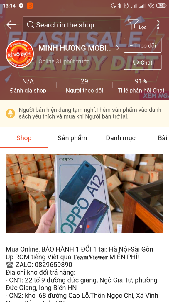 Minh Hương Mobile lừa đảo bán điện thoại