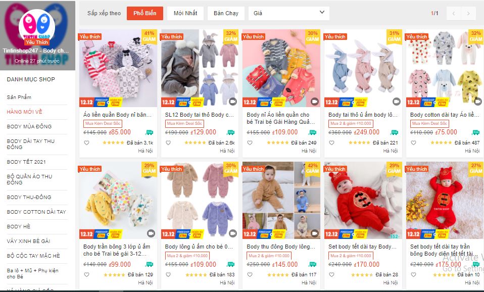 shop bán quần áo cho bé uy tín trên shopee